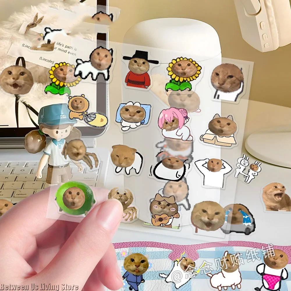 

66 шт. наклейки с кошачьим мемом-круглая голова, забавный абстрактный дизайн для скрапбукинга, журналов и поделок своими руками (Viral TikTok Style)