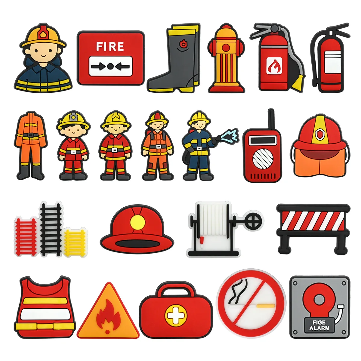Firefighter Series Cartoon Clog Shoe Charms, Personalized DIY Detachable Shoe Accessories, In Stock