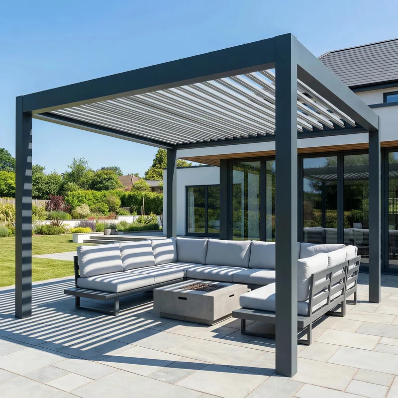 Factory Direct Heavy-Duty Aluminum Pergola with Custom Color & OEM Service Waterproof Outdoor Balcony Gazebo