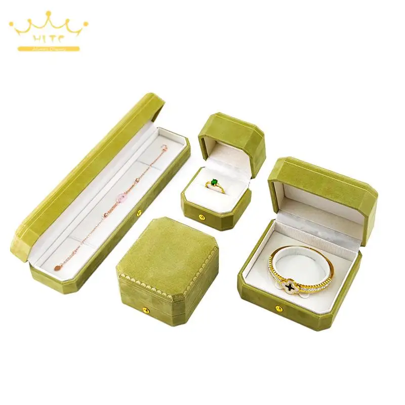 

High End Octagonal Gold Border Jewelry Box Multicolor Fabric Jewelry Packaging Box Jewelry Storage Case