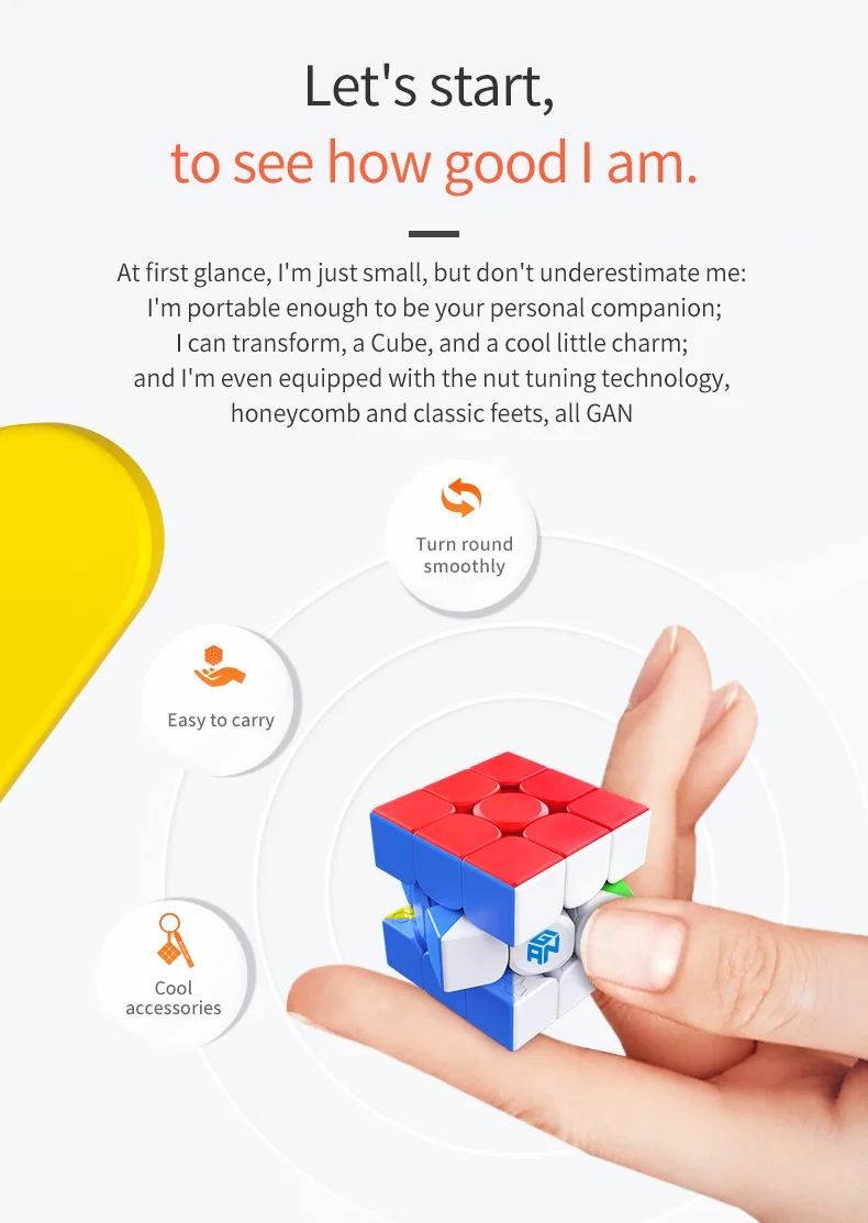 GAN 330 Portachiavi Cubo 3x3x3 Mini Cubo di Velocità Senza Adesivo 3x3 Cubo di Velocità Cubo Magico Professionale Puzzle Giocattoli GAN330 Cubo