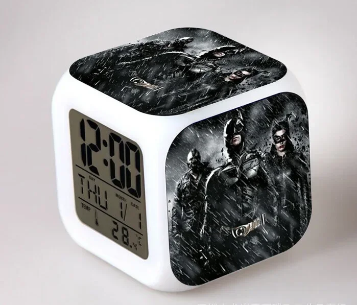 DC Anime Figure Batman Colorful Color Changing Electronic Alarm Clock Home Decoration Children Student Supplies Birthday Gifts