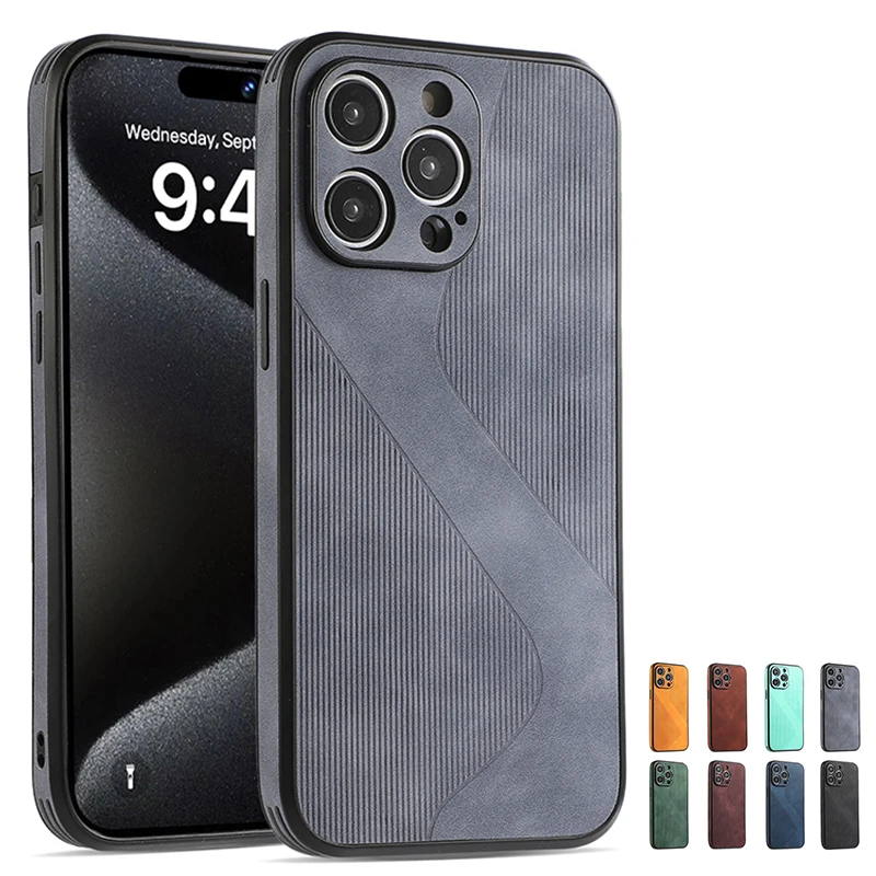 Luxury Leather Phone Case Quakeproof Phone Case For iPhone 16 15 Plus 14 Pro Max 13 Pro 12 Mini 11 X XR XS Max 7 8 Plus