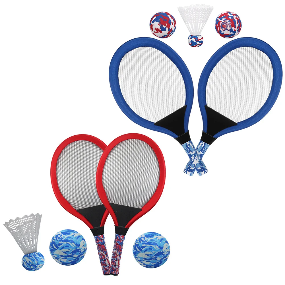 

2 set 2 Sets Kids Tennis Racket Beach Paddle Ball Set For Children Outdoor Sports Play Lightweight Soft Mesh Assorted Colors