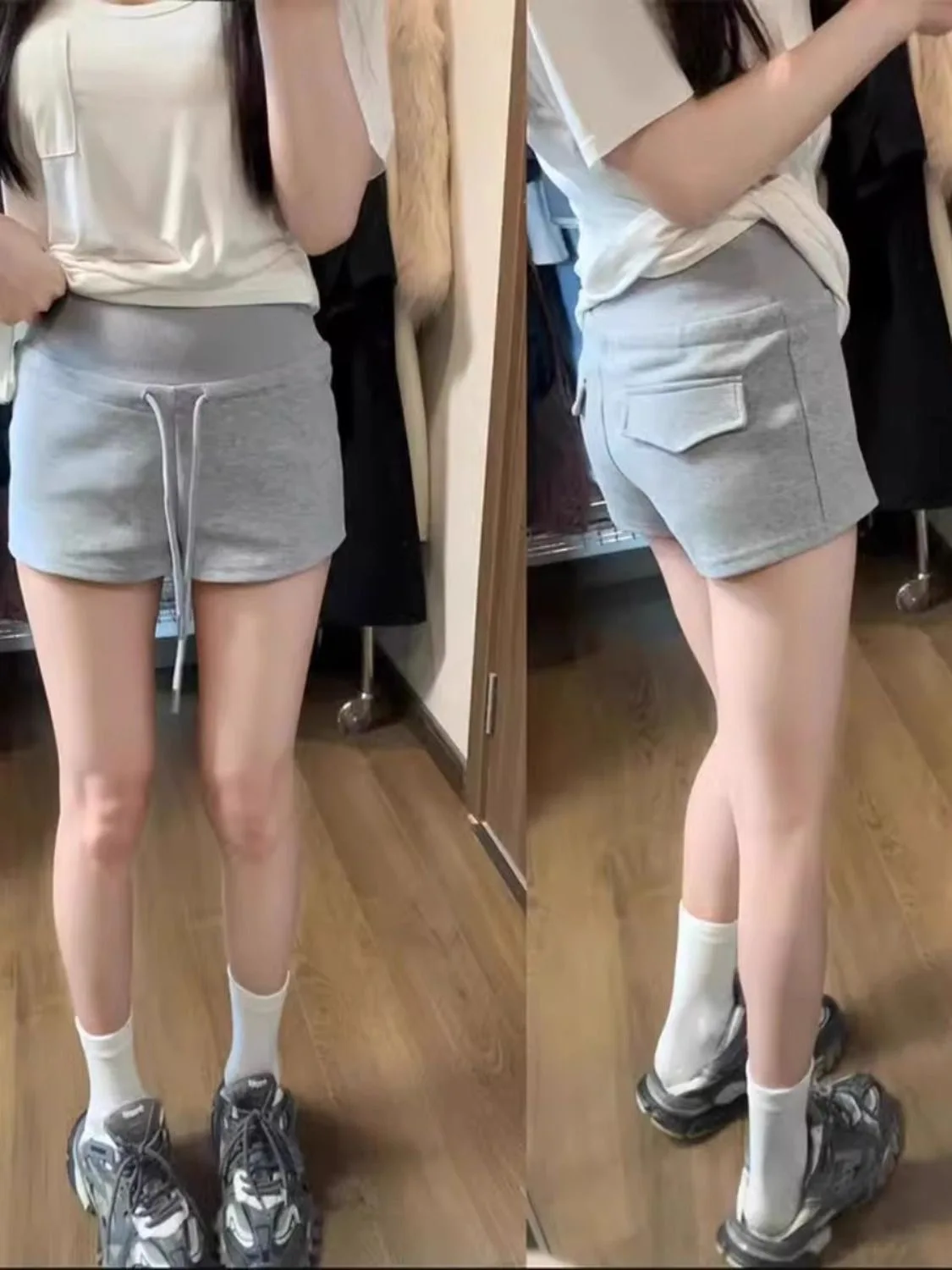 Korean Style Women Mid Waist Shorts Solid Color Mini Summer Casual Cotton Slim Fit Y2K Streetwear Women Shorts Black Shorts