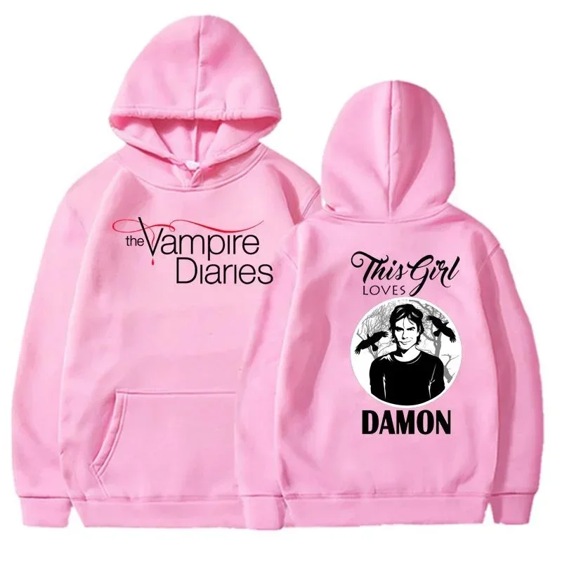 2024New The Vampire Diaries Hoodies Women Fashion Personality Hooded Sweatshirt Casual Outdoor Loose Long Sleeve Pullover