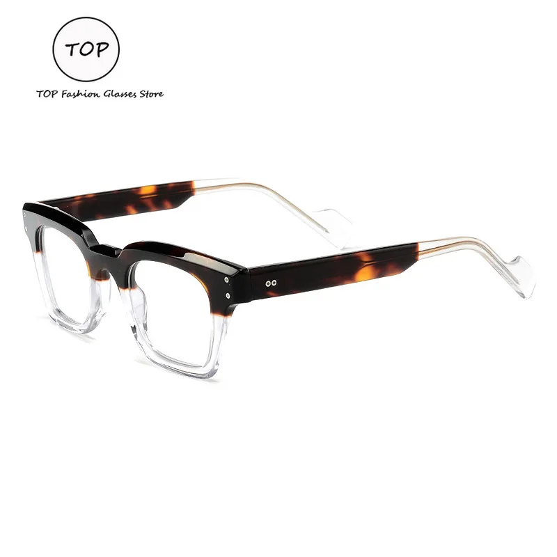 Popular Willow Nail Thick Frame Square Personality Tortoiseshell Color Senior Texture Plate for Men and Women Spectacles Frame