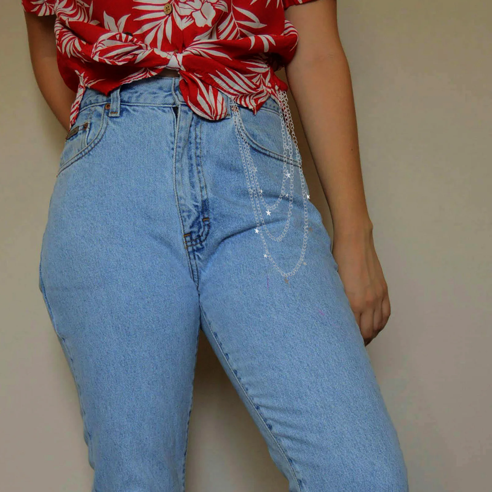 نجمة قلادة شرابة الخصر سلسلة معدنية الورك سلسلة للنساء الرجال أسلوب فاسق الشارع مجوهرات الأزياء الطبقات جان جيب حزام الجسم