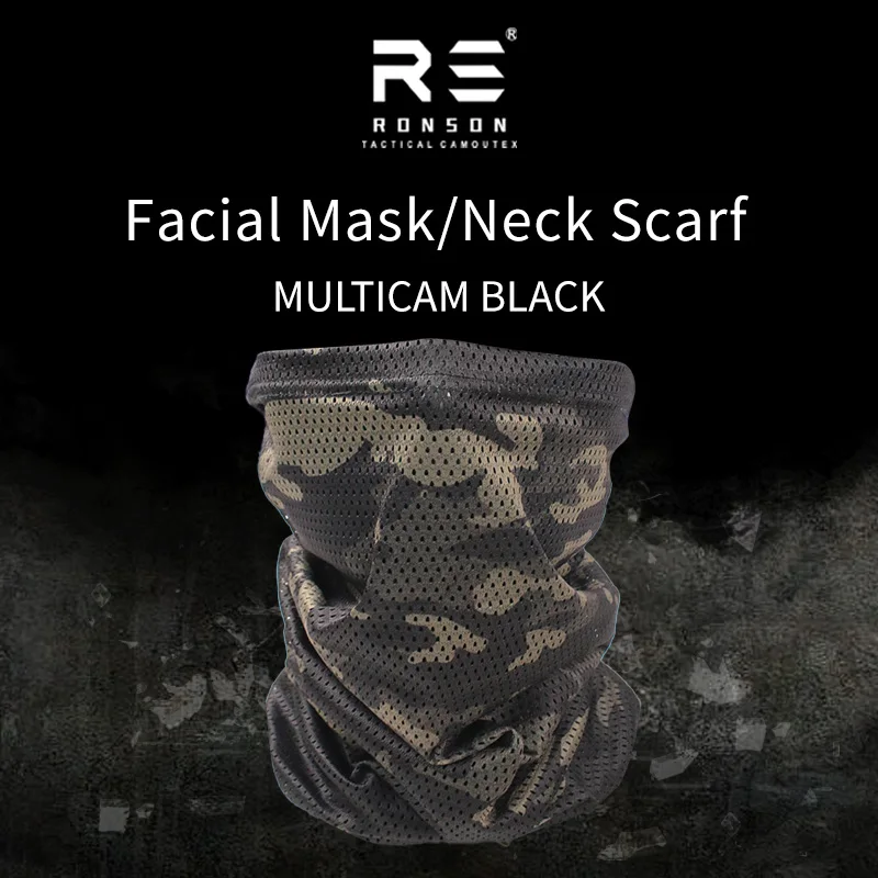 MCBK Black Camouflage Printed Neckerchief Tactical Face Mask for Summer Outdoor Activities Sun Protection Windproof Headscarf