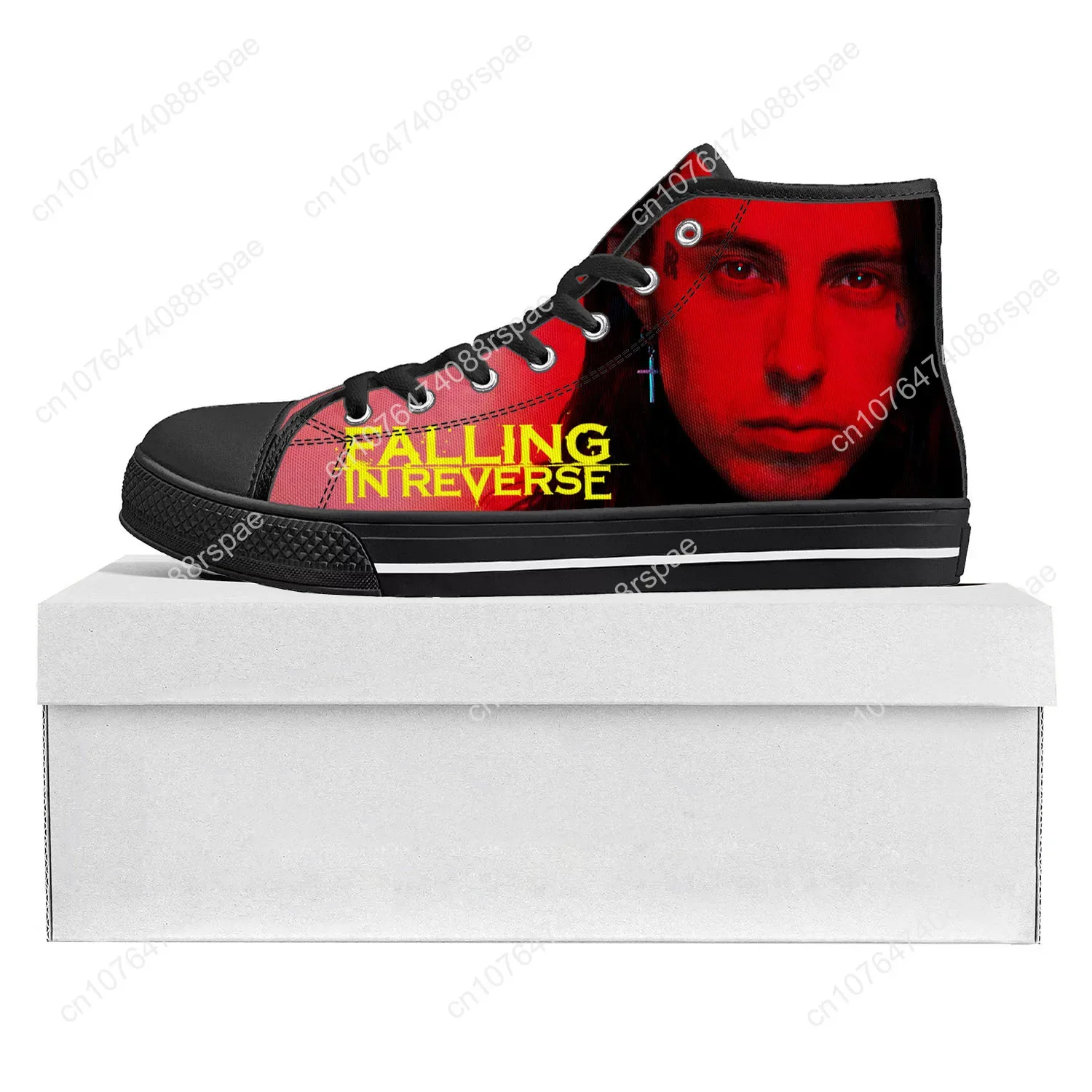 Falling In Reverse Punk Rock Band High Top High Quality Sneakers Mens Womens Teenager Canvas Sneaker Couple Shoe Custom Shoe