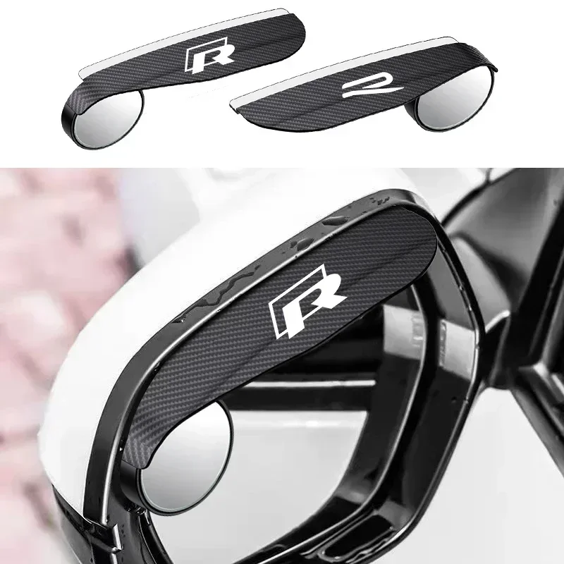 

2 шт. накладки на зеркала заднего вида для защиты от дождя, маленькие круглые зеркала для Volkswagen Tiguan, Bora, POLO, PASSAT, CC, Touran, GOLF, Jetta, Arteon