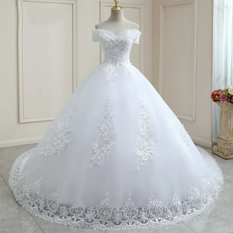 2024New off-Shoulder Slimming Slim-Fit Foreign Trade Trailing Wedding Dress European and American Foreign Trade plus Size Amazon