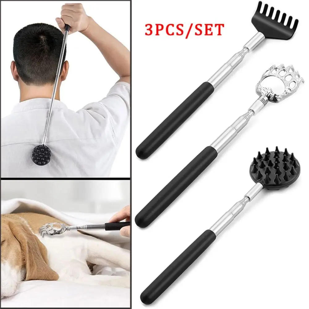 

3Pcs/Set New Telescoping Back Scratcher Extendable Portable Massager Kit Back Scratcher Relaxation Telescoping Itch Massage