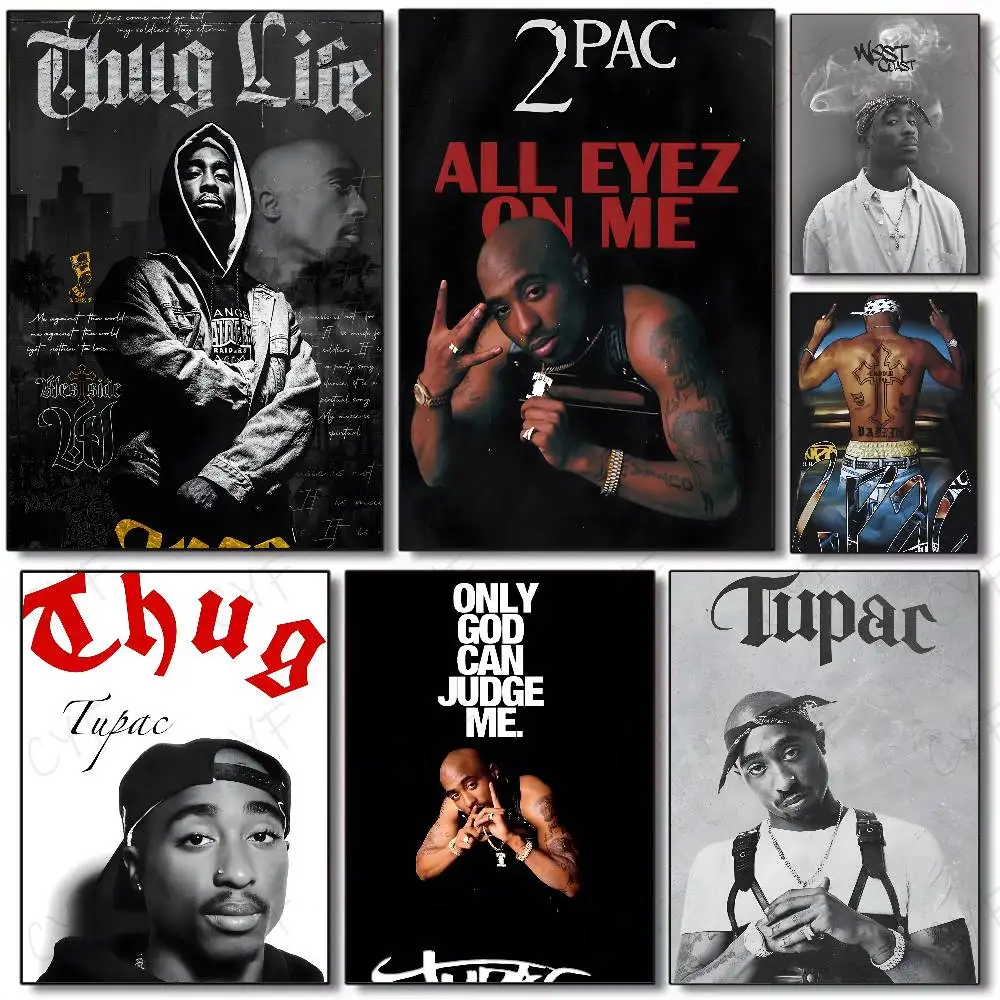Hip hop cantor 2-2pac-mt tupac shakur cartaz arte pintura cartaz com impressões casa quarto sala de estar decoração presente