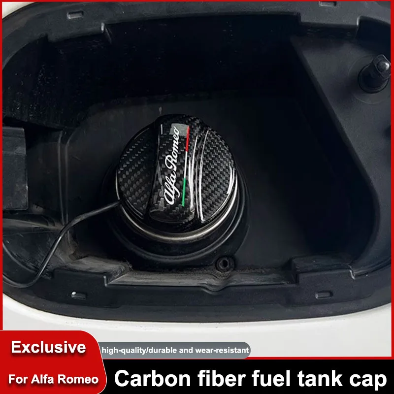 Car Carbon Fibrer Fuel Tank Cap Protection Cover Sticker Interior Accessorie For Alfa Romeo 4C 159 166 Giulia Giulietta 156 GT