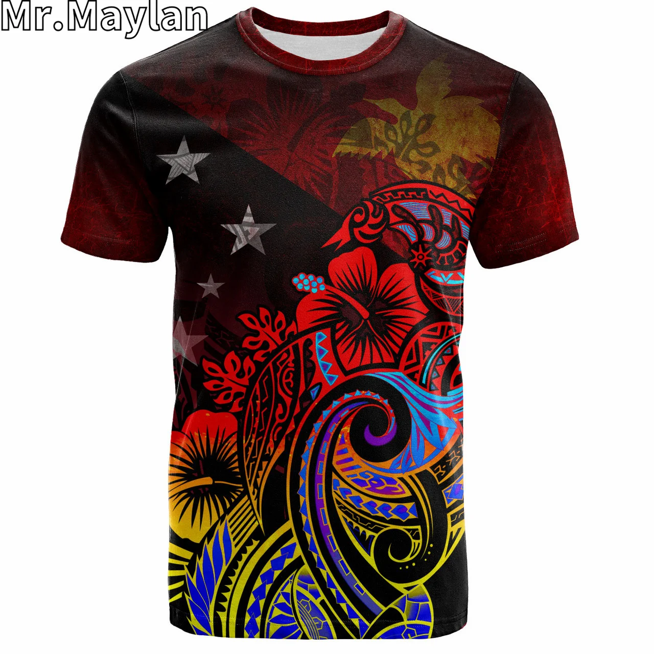 Custom 3D Papua New Guinea Polynesian Hawaii T-Shirt Birds Of Paradise With Flag Color Style Tshirt Men Women Unisex Tee Tops