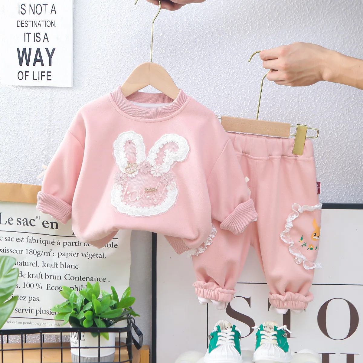 

2025 Spring Kids Clothing Sets For Girls Cartoon Rabbit Print Two Piece Suits Korean Children Casual Tracksuit Baby Girls Outfit