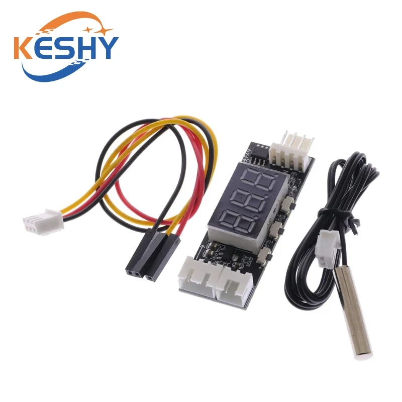 DC 12V 4 Wire PWM Fan Temperature Control Governor Temperature Speed Digital Display Support 3A Fan On/Off Control