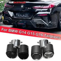 1 Pair Carbon Fiber Exhaust Tip For BMW 840i G14 G15 G16 Stainless Steel Black Muffler Tip Exhaust System Nozzle