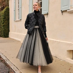 A-line Tulle Ball Gown Ankle Length Black Beige Skirts With Point 2024 New Fashion Women Clothes Ever Pretty Prom Skirts