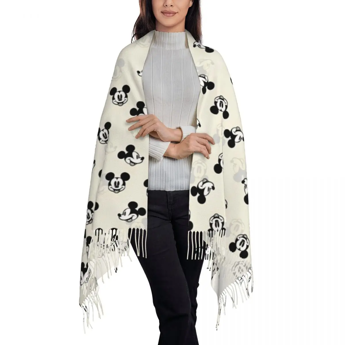 Mickey Mouse Head Shawls Wraps Women Warm Large Long Scarf Neckerchief Shawl Scarves