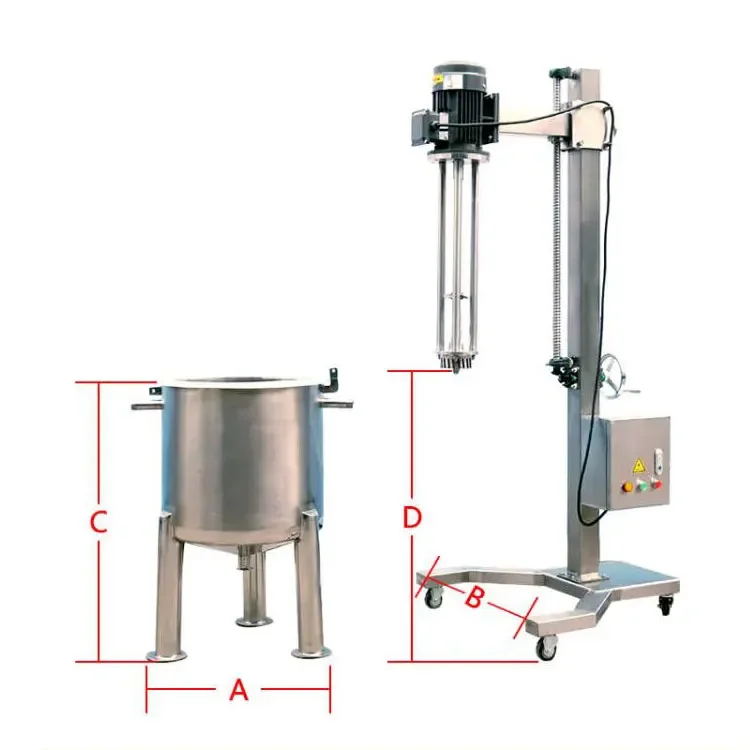 Cream Shampoo Vloeibare High Shear Homogenisator Mixer Beweegbare Pneumatische Lifting Emulgator Mixer