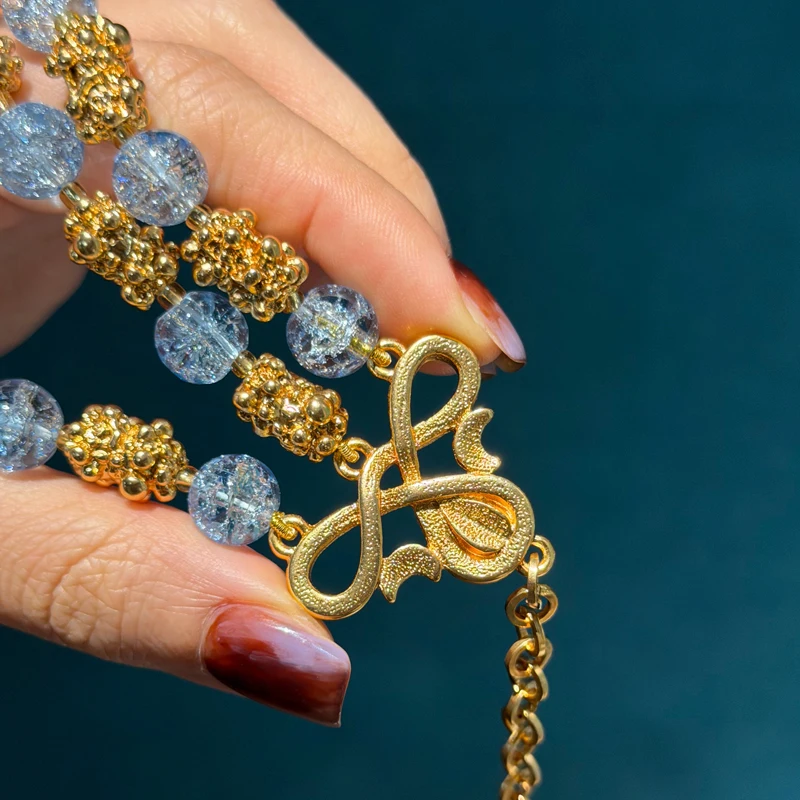 

Antique Gold Plated Bracelet For Women Multilayer Natural Sea Blue Stone Beads Jewelry Classic Elegance Accessories 2026 Banquet