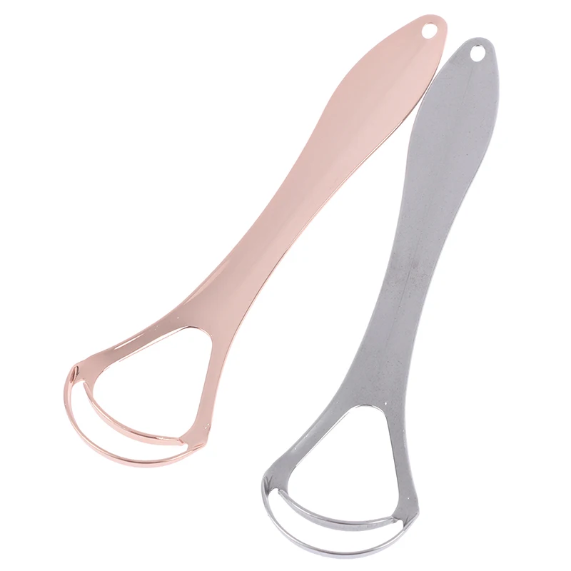 1 قطعة قابلة لإعادة الاستخدام الفولاذ المقاوم للصدأ طبقة مزدوجة اللسان مكشطة الفم اللسان الأنظف الصحة تنظيف فرشاة الفم الطازجة التنفس كشط #5