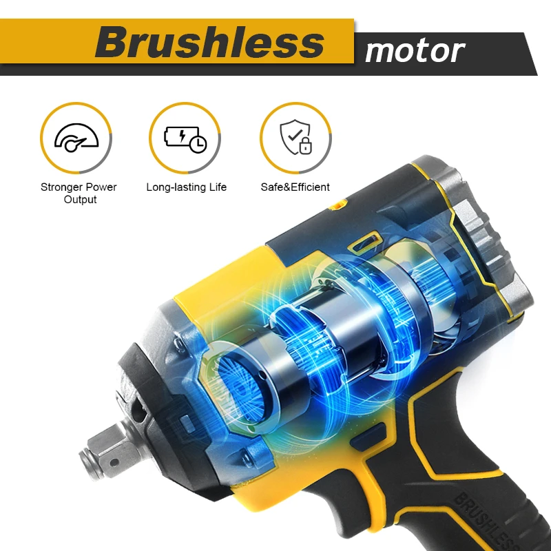 BABEQ 2000N.m Brushless Electric Impact Wrench Rechargeable 1/2 Socket Wrench Cordless Wrench Power Tools for 18V Makita Battery