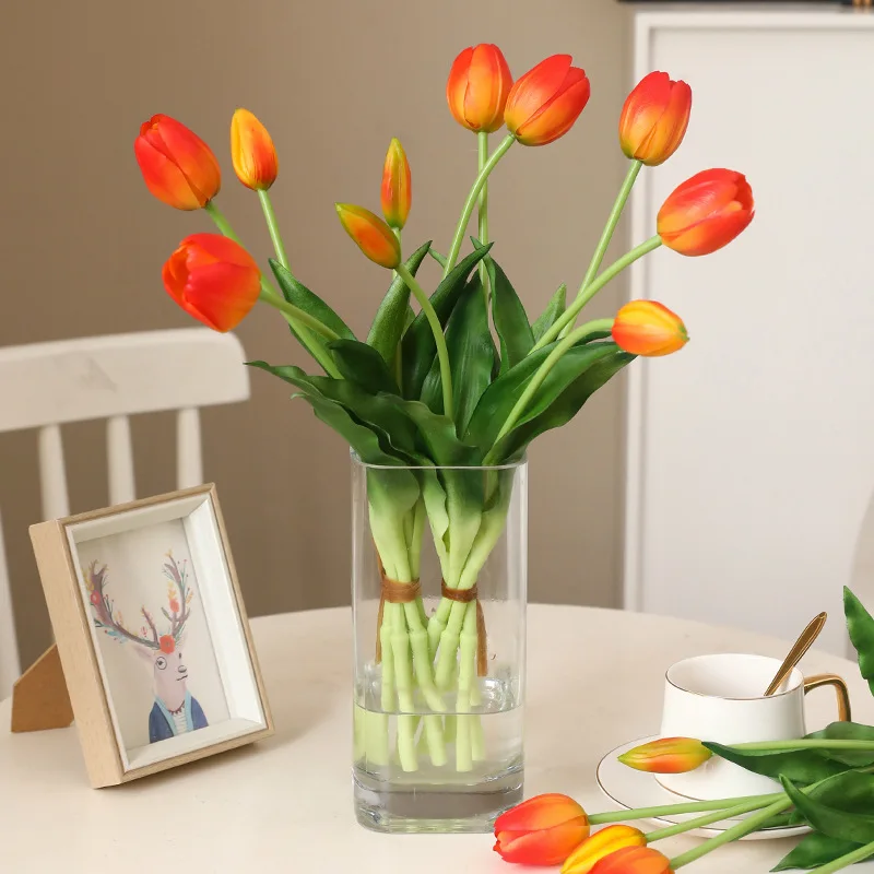 10 Stück Künstliche Latex-Tulpen, Kunstblumen, Hochzeits-Brautstrauß, Hochzeitsdekoration, Real Touch Tulpen, Party- und Heimdekorationen – Detail 6
