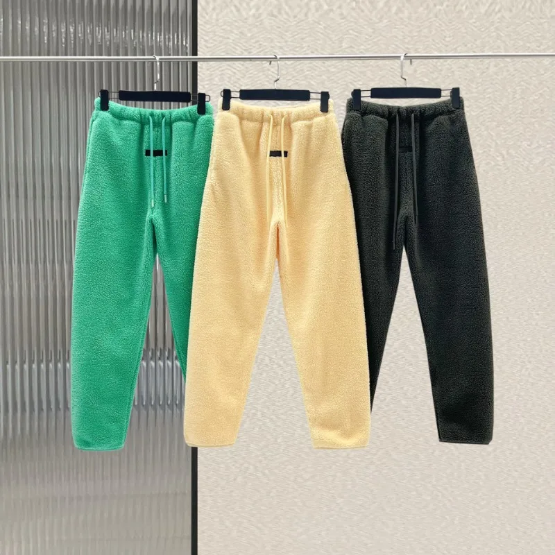 24SS Luxury Design Men's Casual Pants Fleece Solid Color Sweatpants Fashion Brand Couple's High Street Oversized Top Sets