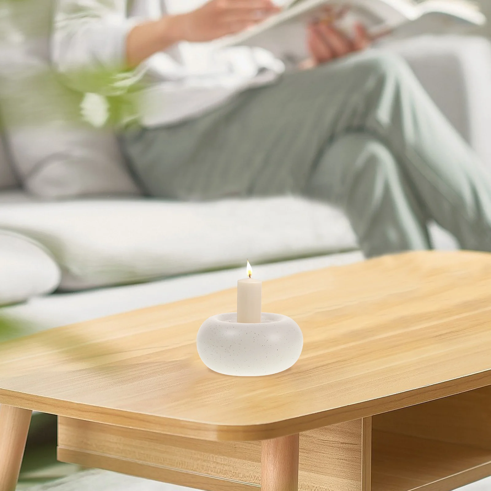 

Ceramic Holder Modern Multifunctional Tea Lights Taper Candles Stand Dining Table Christmas Party Centerpiece