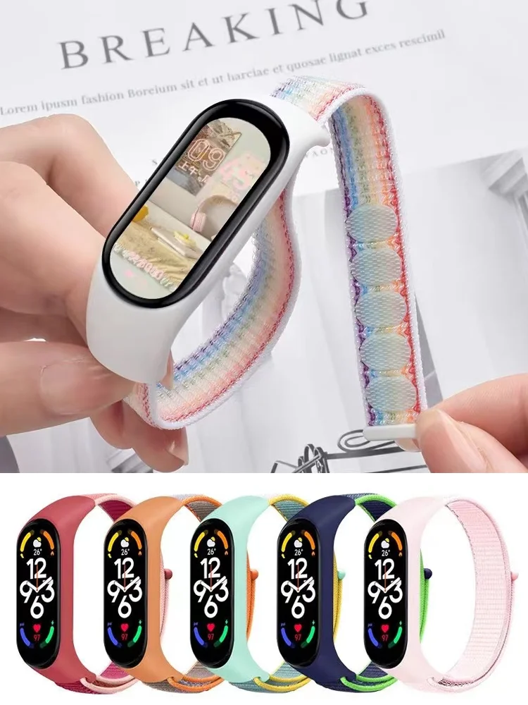 Nylon-Schlaufenarmband für Xiaomi Mi Band 7 6 Armband Armband Pulsera Strap Miband Armband Armband Correa Mi Band 7 6 5 4 3 NFC