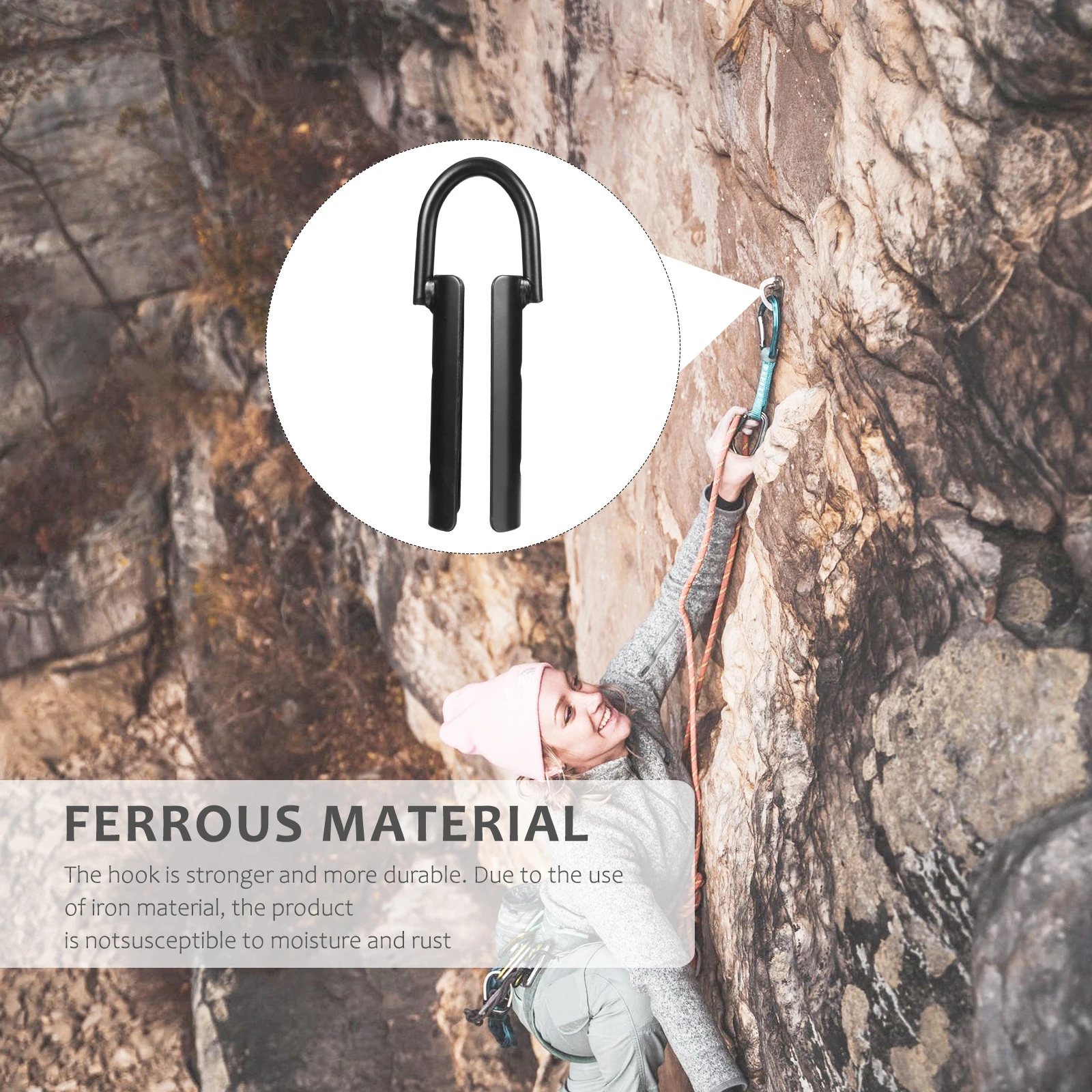 

Sturdy Iron Climbing Rope Hook Lightweight Portable Load bearing Safety Outdoor Camping Hiking Practical Strong Durable