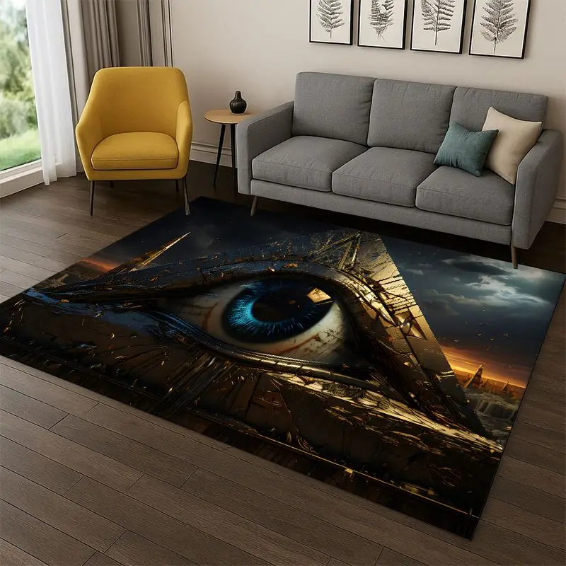 Freemasonry Eye of Providence Evil Eye Nazar Eye of Horus Carpet Rug for Bedroom Living Room Sofa Doormat Home Decor Non-slip