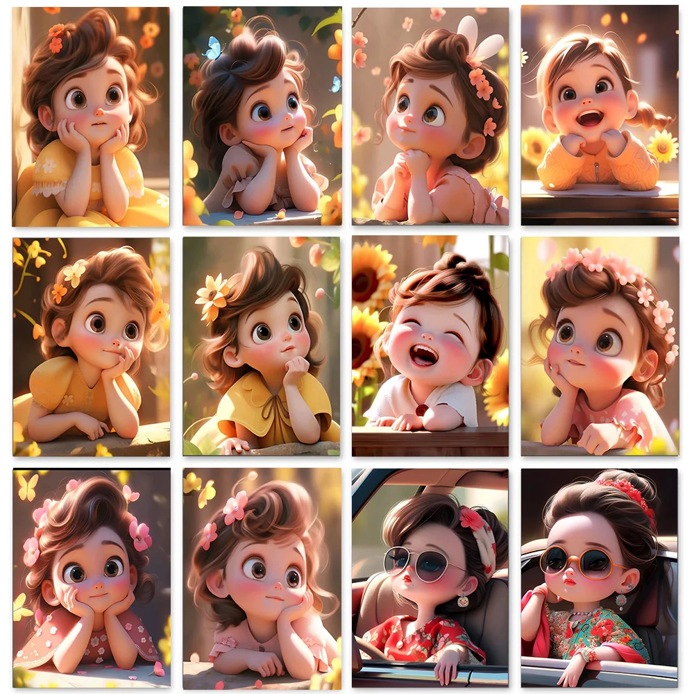 DIY Diamond Painting Cute And Cool Cartoon Girls 5D Full Drills Mosaic Embroidery Cross Stitch Decor Mural For Girls' Gift