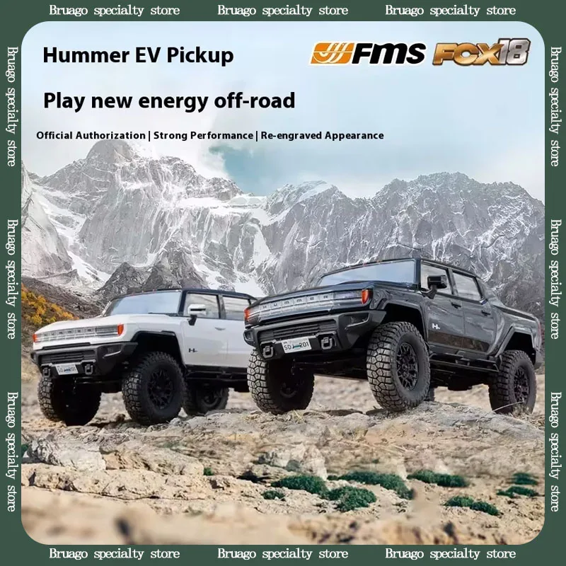 Fms New 1:18 Hummer Fcx18ev Pickup Truck Rc Car Two Speed Brush Motor Simulation Electric Off Road Climbing Car Model Toy Gift