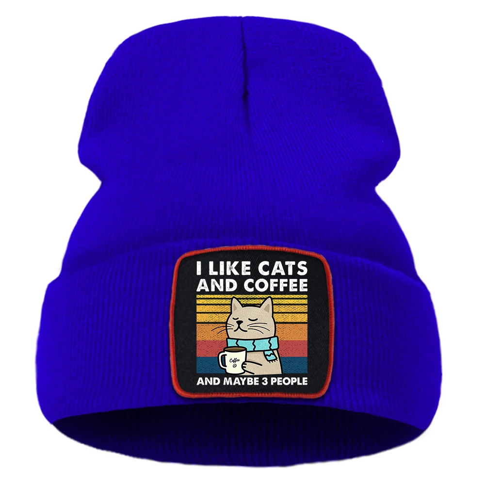 Hip Hop Coffee Cats Bonnet Men Hats Unisex Casual Knitted Cap Warm Cotton Sports Beanie Women Caps Harajuku Outdoor Skullies Hat