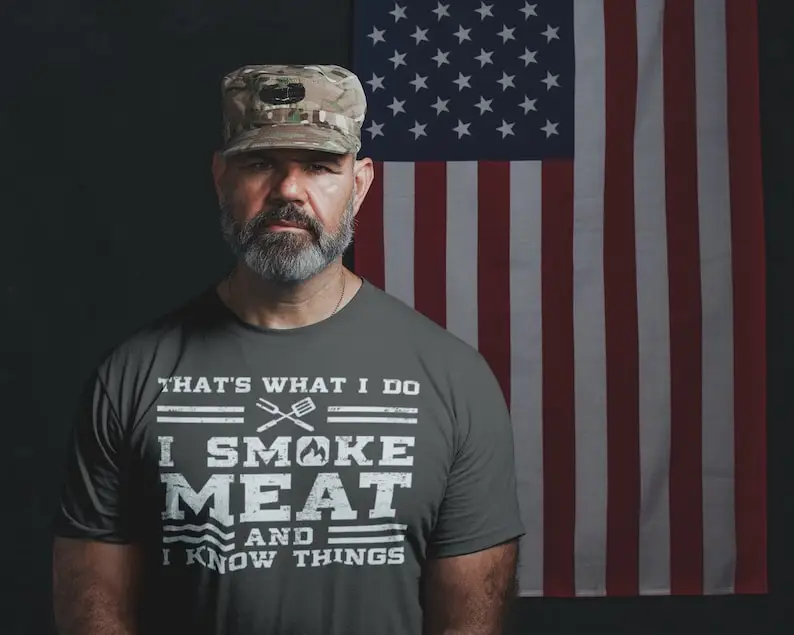 

Funny Grilling T-Shirt Meat Smoker Gift Father's Day Gifts For Husband Dad Grandpa Male Chef Gifts Grill Texas BBQ Smoking Tee
