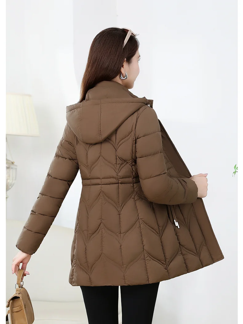 

Winter New Faionable Slimming Long Cotton Jaet for Women Warm Thiened Mid-aged And ly Sle Korean Version Zipper
