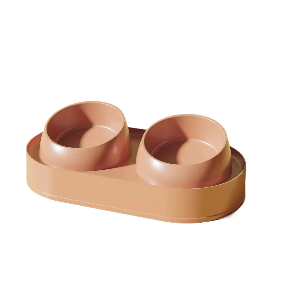 

Slanted Mouth Pet Feeding Double Bowls Anti-Slip Cute Dog Food Basin Large Capacity Portable Pet Drinking Feeder Neck Protection