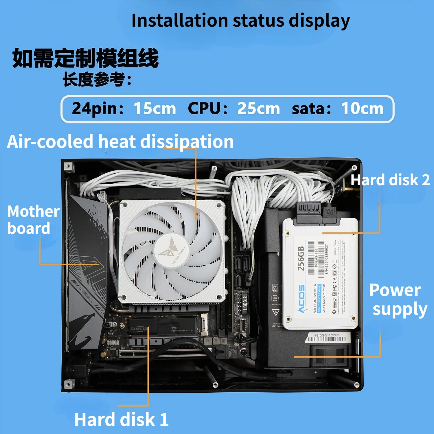 JINEKS HTPC Mini Chassis A2 Mini Gaming Computer Case HTPC Cases Stand For MINI-ITX Horizontal Motherboard PCIE External PC Case