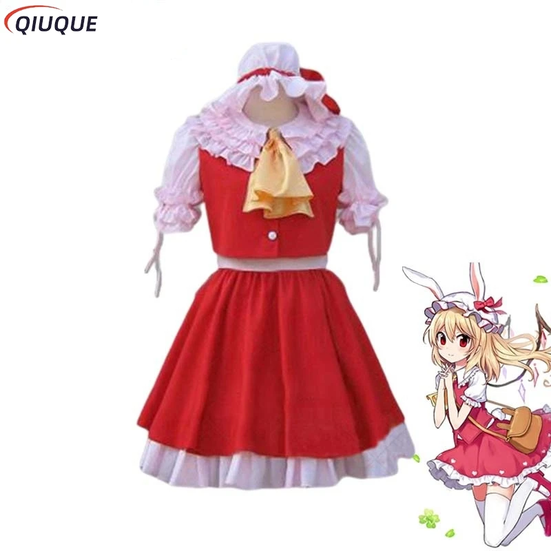 Touhou Project Flandre Scarlet Cosplay Costume Red Princess Lolita Dresses Halloween Cosplay Flandre Clothings