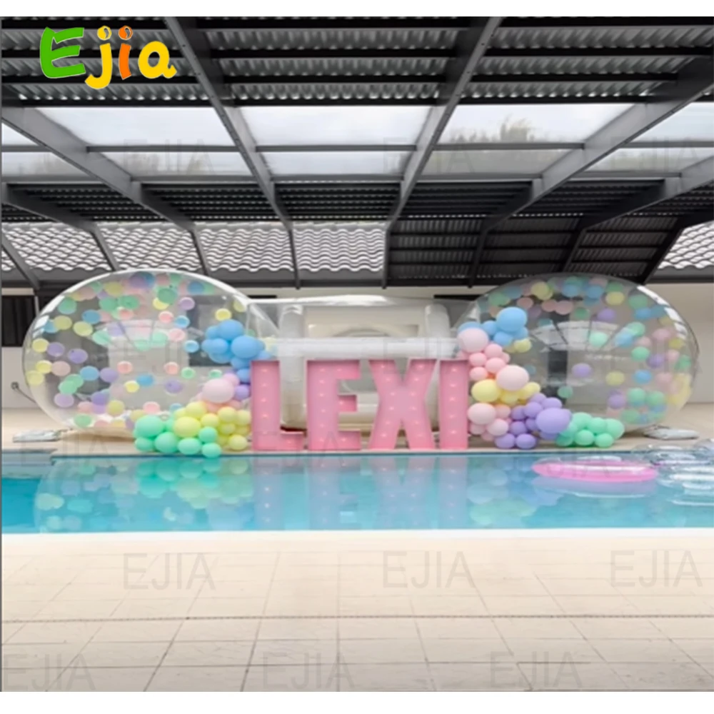 Custom New 10ft Double Bubble House tenda a bolle gonfiabile trasparente 100% tenda in PVC Ballons Bubble House con ventilatore per la festa