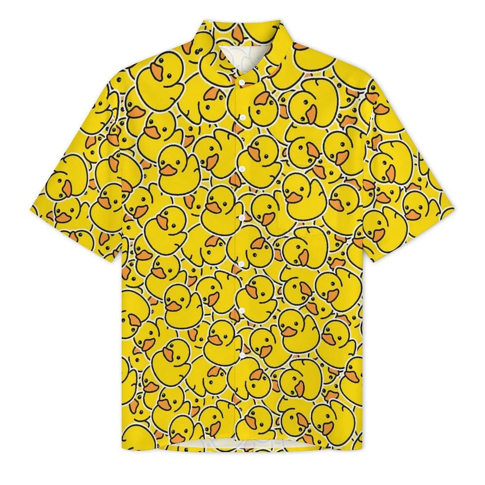 Yellow Ducks Beach Shirt Men Cartoon Animal Elegant Casual Shirts Summer Short Sleeve Comfortable Oversize Blouses Birthday Gift