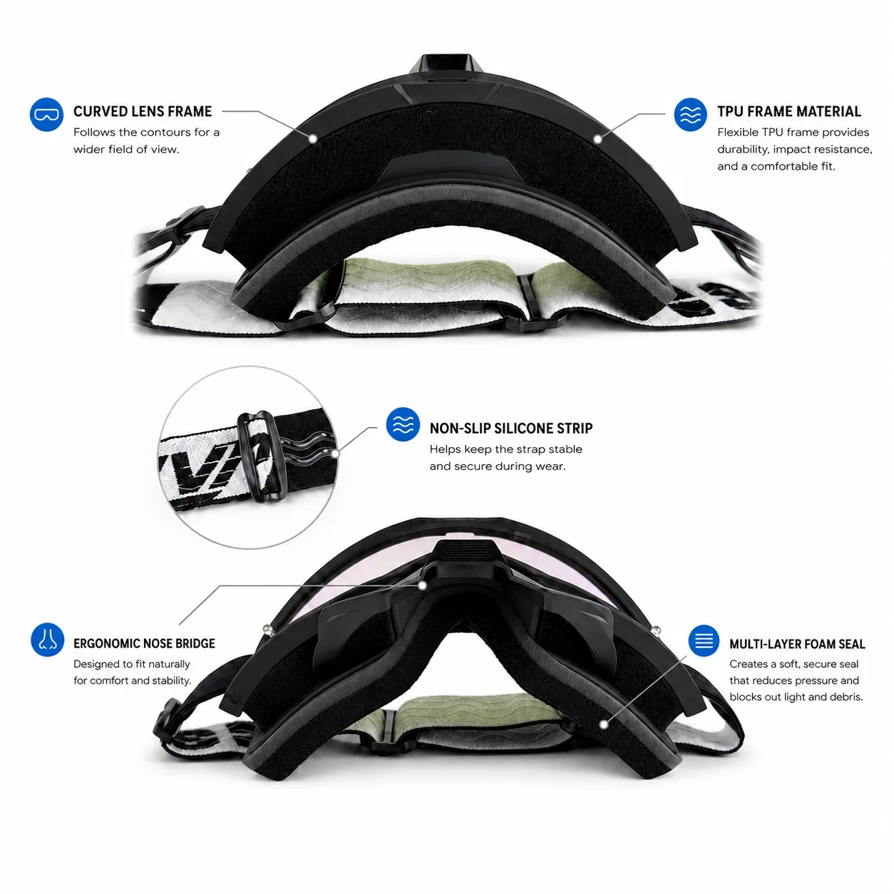 Off-Road Motorcycle Goggles, Windproof Dustproof UV400 Protection, Compatible with Off-Road Riding, Skiing & Outdoor Sports 4