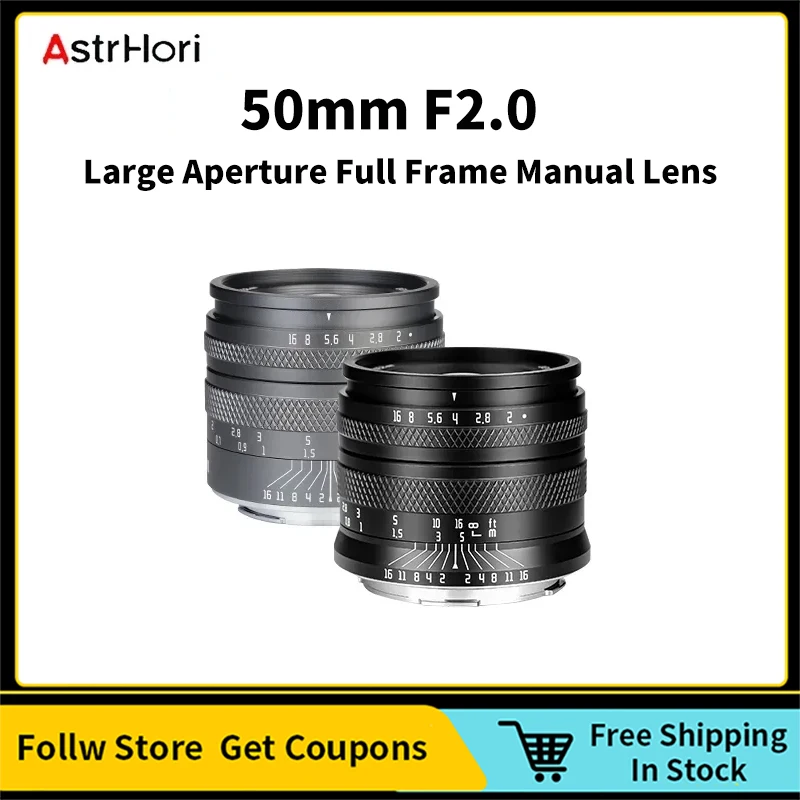 

AstrHori 50mm F2.0 Large Aperture Full Frame Manual Lens Compatible with E/X/EF-M/RF/Z/L/M43 Mount