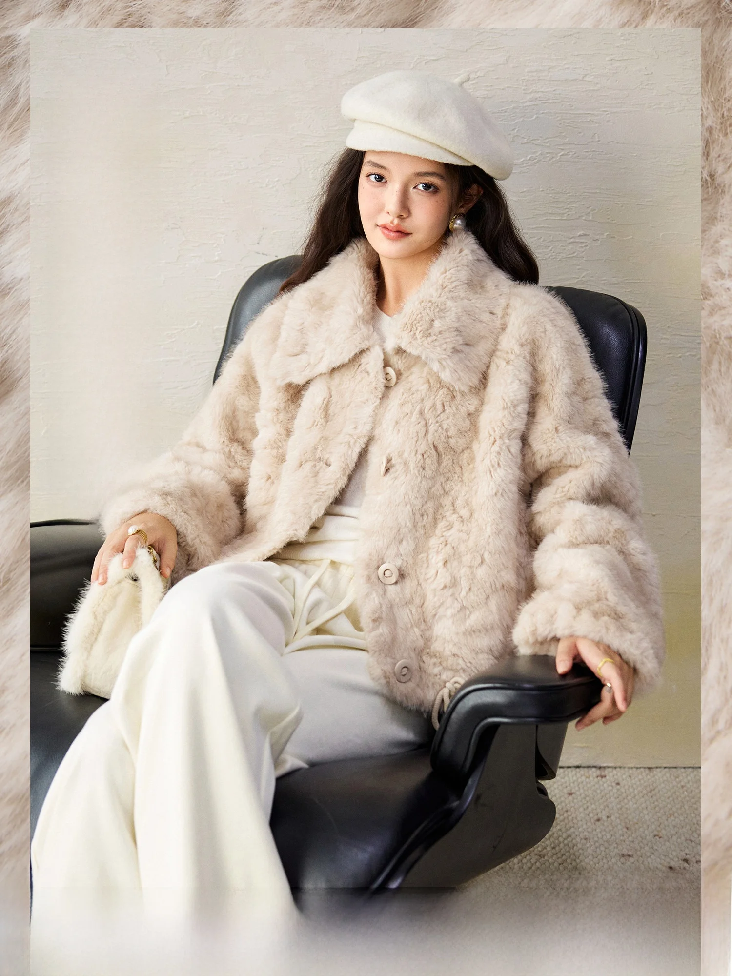 

NAGUAGU Pumpkin Valley Moon Night Radiance High-End ort Fur Coat Women's Soft Warmth Environmental Protection Fem Fur