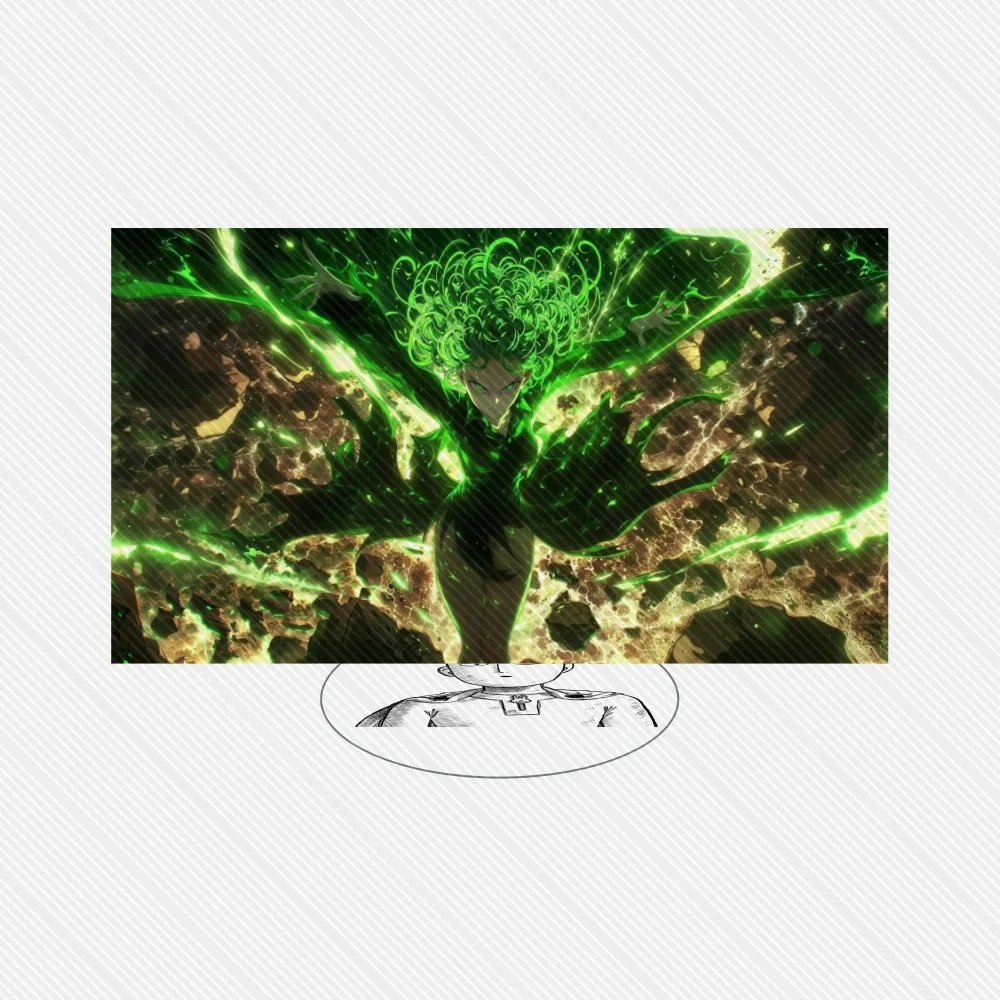 15cm Anime One Punch Man Figure Saitama Genos Tatsumaki Garou Acrylic Keychain Desk Decor Standing Sign Birthday Gift