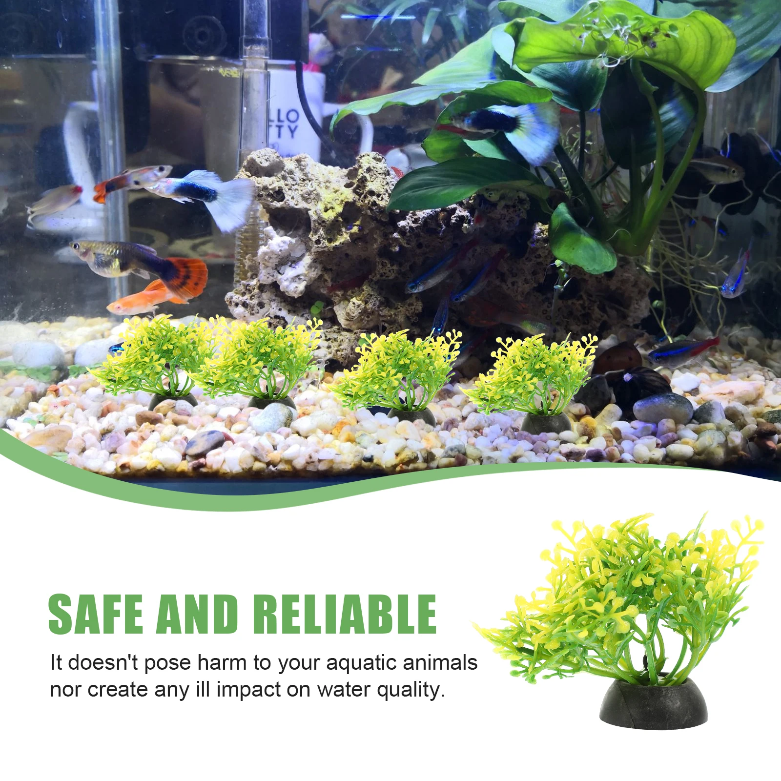 

20 Pcs Tall Aquarium Decorations Large Water Tanks Plants Freshwater Plastic Fish Tank Betta Leaf Reptile Landscape